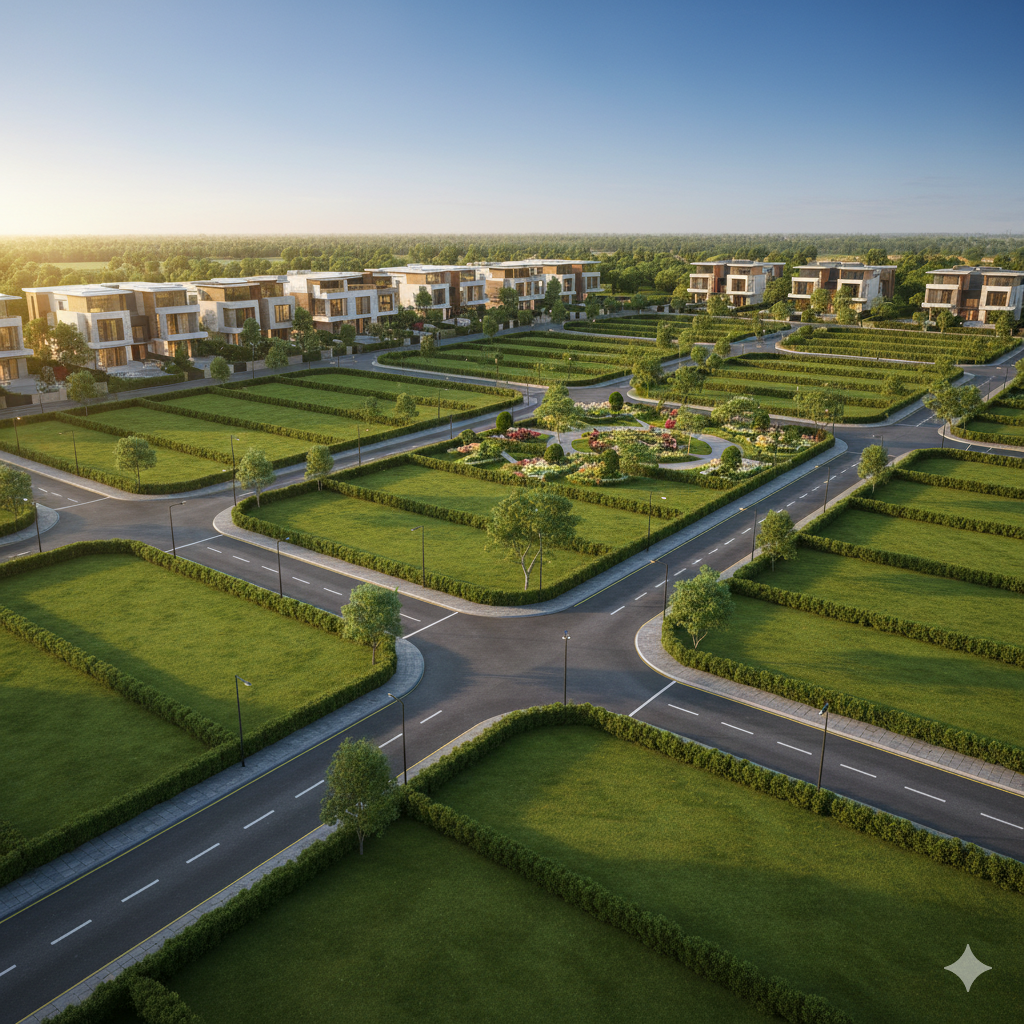 Aumora Plots Lucknow master layout view near Shaheed Path